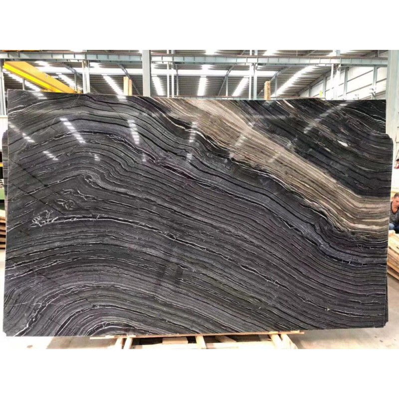 China Golden Vein Forst Black Wood Marble