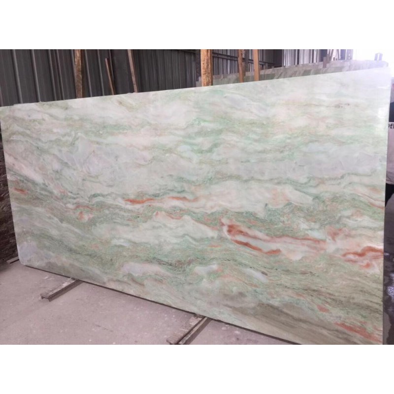 China Green Onyx Wavy Grain Marble Slab