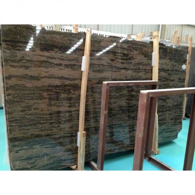 China Natural Golden Coast Dark Brown Marble Slab