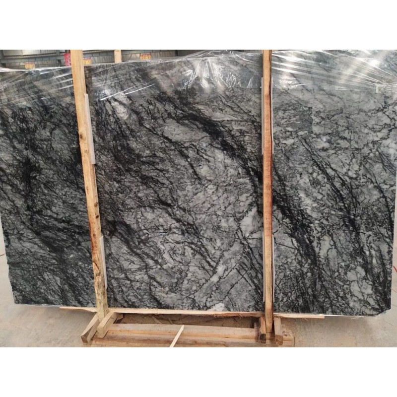 Italy Black Vein Agate Grey Marble Slab