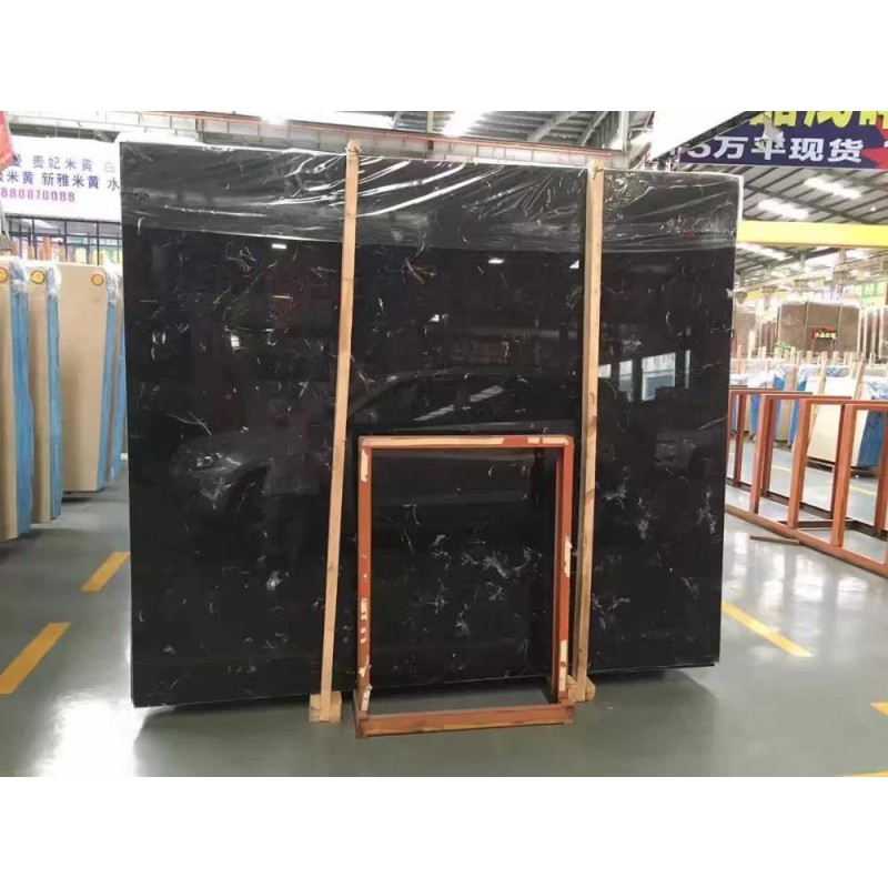 China Ice Flower White Vein Black Marble Slab