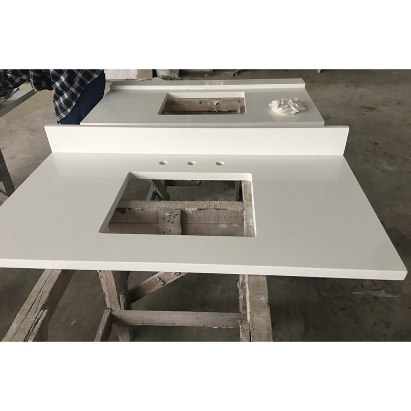 White Artificial Quartz Stone Counter Top Vanity Top