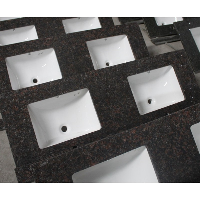 Tan Brown Granite Bathroom Double Sink Vanity Top