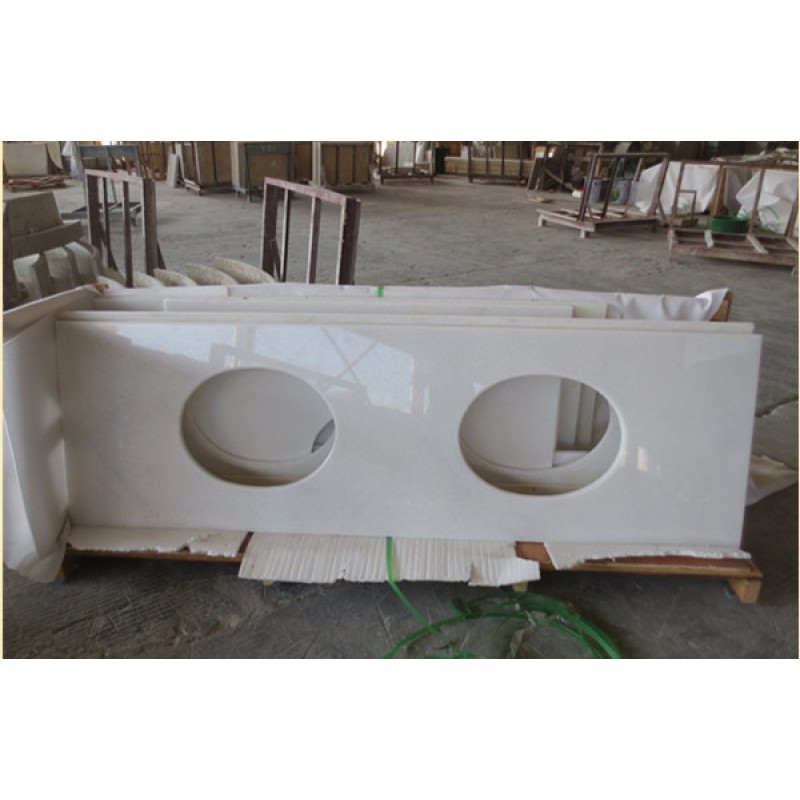 Crystal White Marble Vanity Top Double Sink