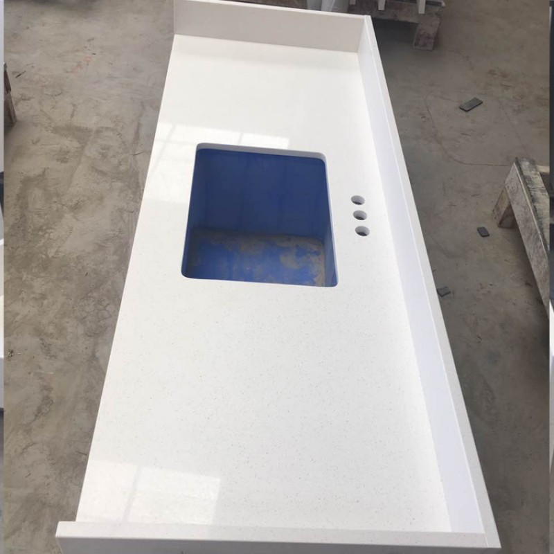 Prefab Artificial Stone White Quartz Vanity Tops For Bathroom