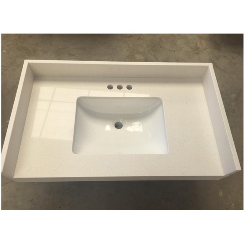 Prefab Artificial Stone White Quartz Vanity Tops For Bathroom