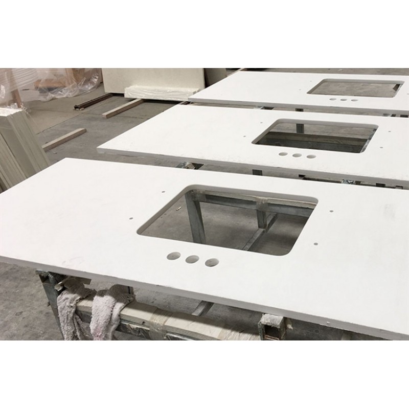 Grey Vein White Engineered Quartz Kitchen Countertop Table Top Vanity Top