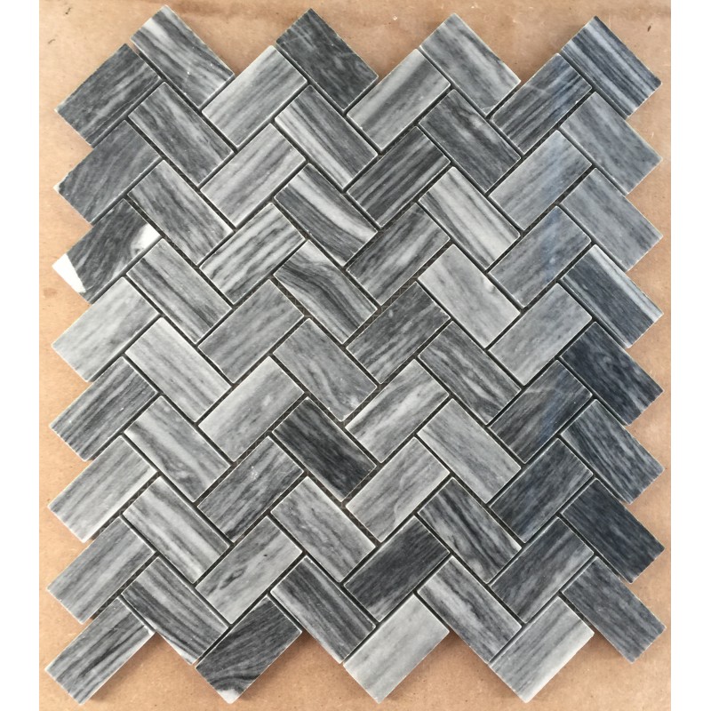 Herringbone Natural Wood Grain Marble Mosaic