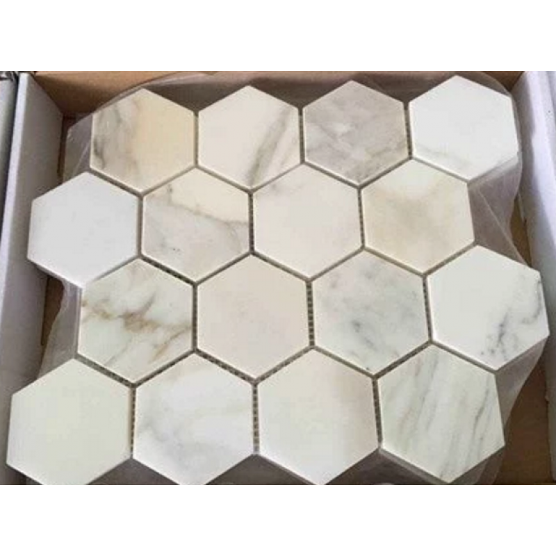 Calacatta Gold Marble Hexagon Mosaic Floor Tile Wall Tile