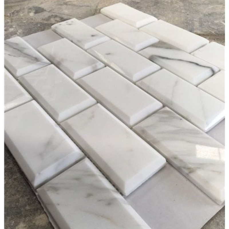 Bevelled Edge Beige Marble Mosaic