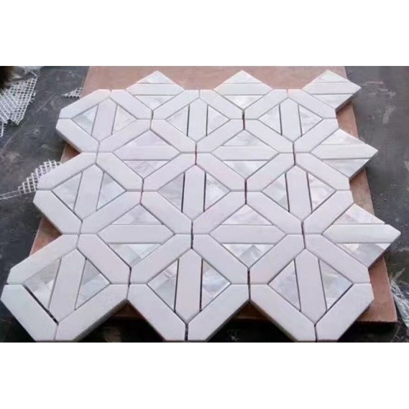 Crystal White Marble Pearl Stone Mixed Mosaic Tile