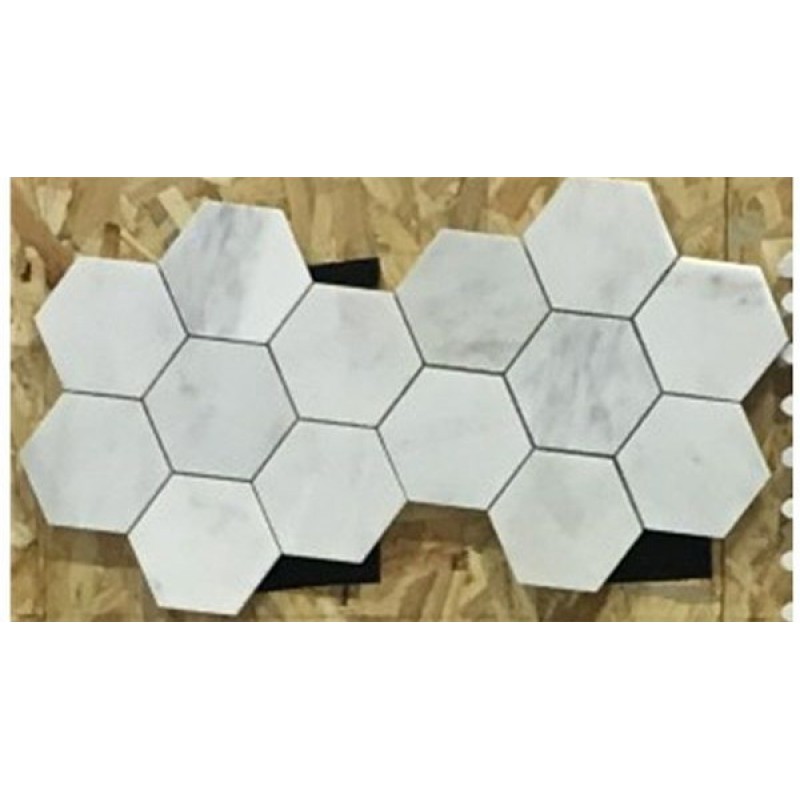 Hexagon Bianco Carrara Marble Mosaic Tiles