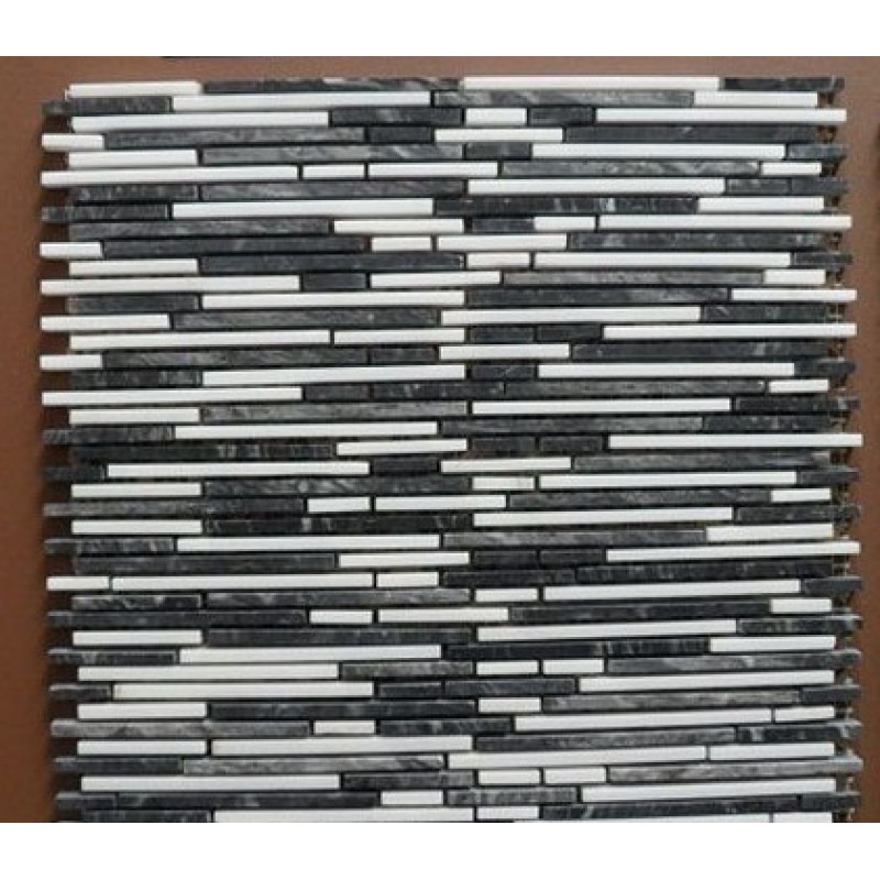 Slim Marble Mosaic White Black Marble Tile