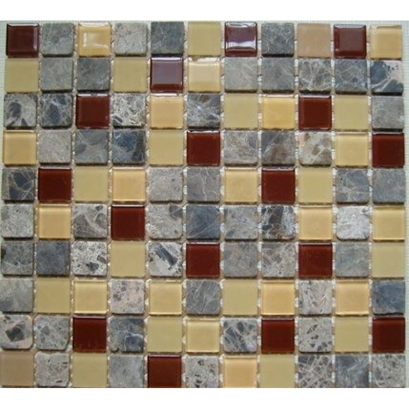 Natural Marble Stone Glass Mixed Mosaic Tile Pattern