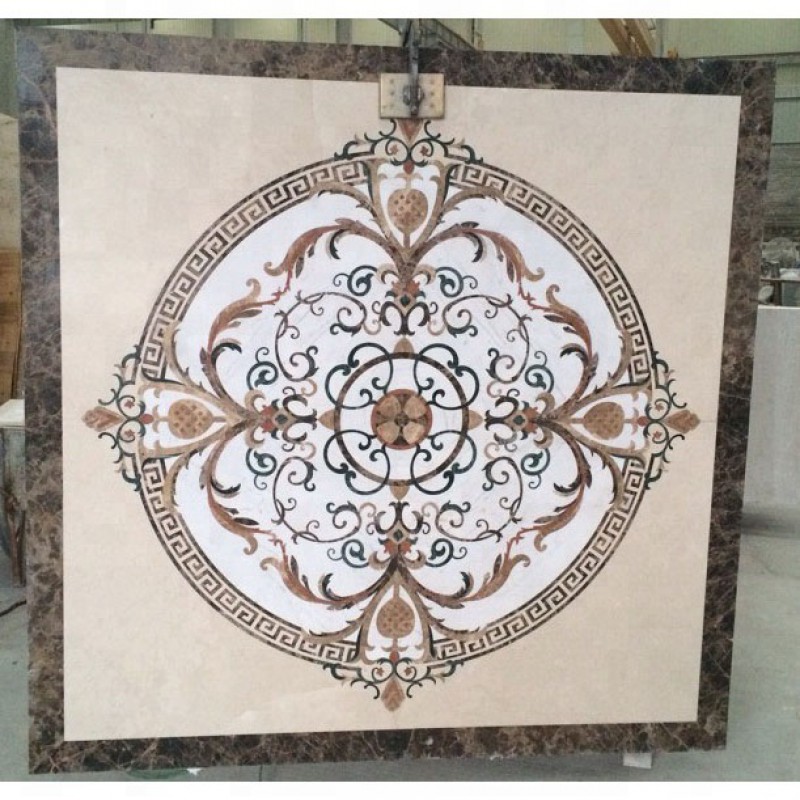 Custom Pattern Inlay Flower Floor Design Decoration Water Jet Marble