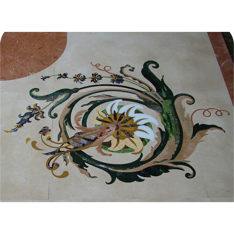 Flower Pattern Marble Custom Foyer Waterjet Medallion Private Villa House Floor