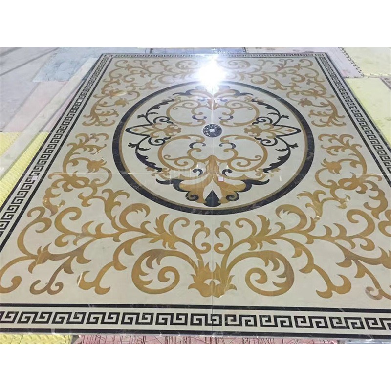 Golden Marble Medallion Marble Flooring Medallion Water-jet Inlay