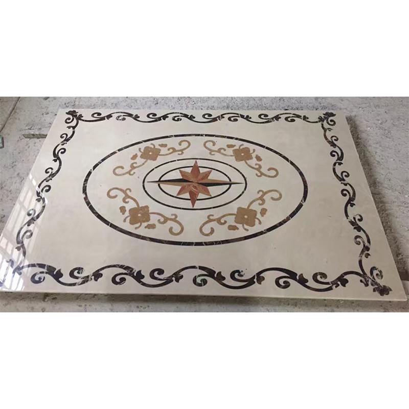 Golden Marble Medallion Marble Flooring Medallion Water-jet Inlay