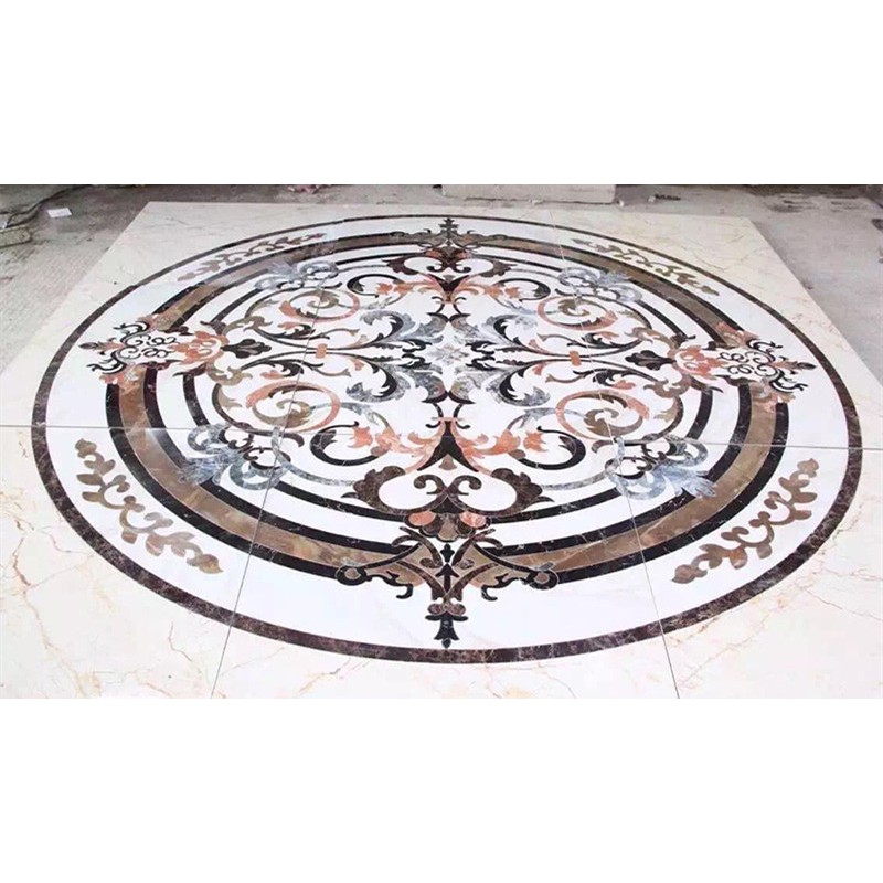 Golden Marble Medallion Marble Flooring Medallion Water-jet Inlay