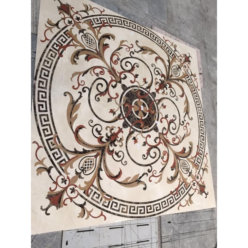 Medallions Flower Waterjet Marble Tiles Design Floor Pattern