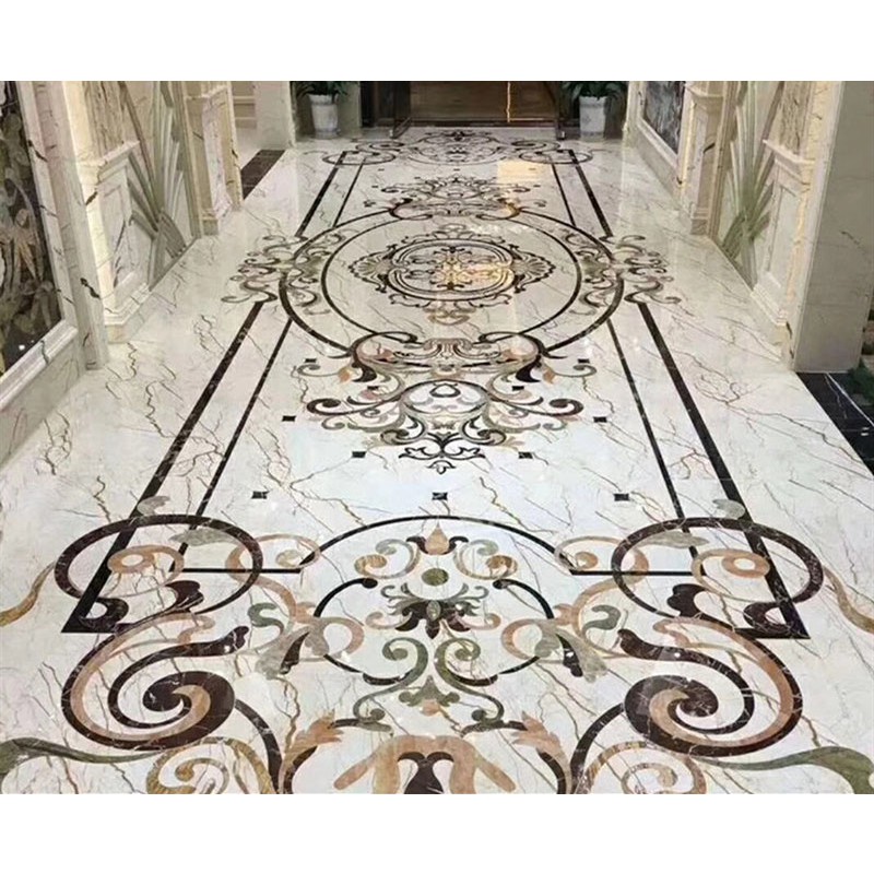 Stone Water-jet Pattern Medallion Marble Floor Inlay For Living Room