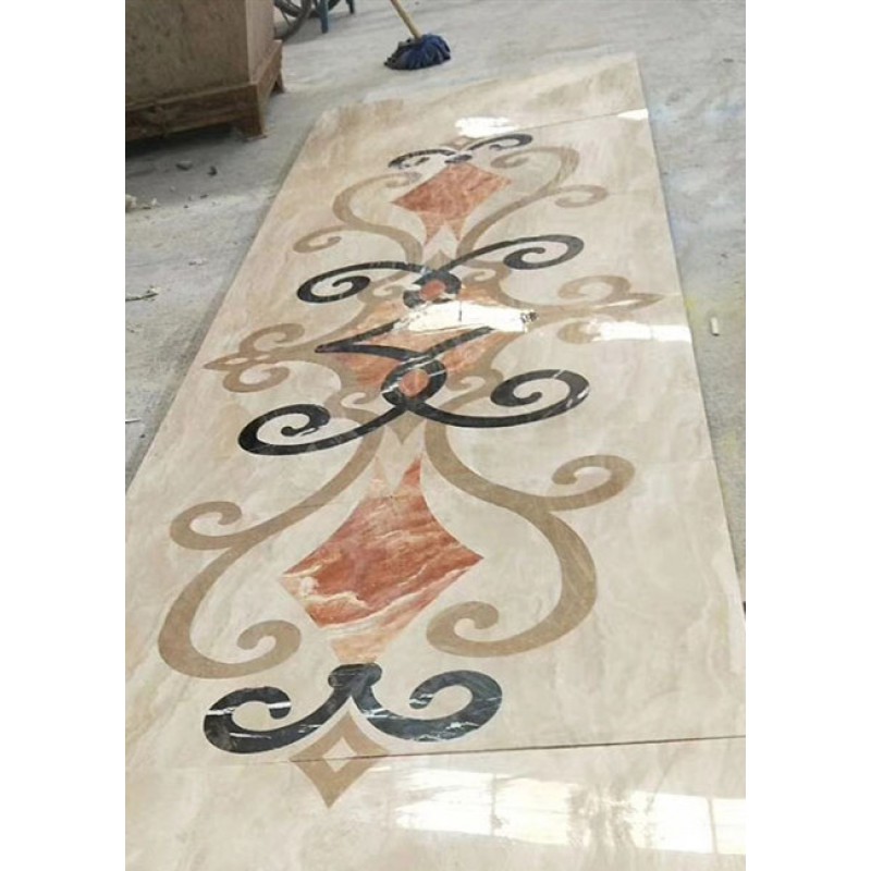 Stone Water-jet Pattern Medallion Marble Floor Inlay For Living Room