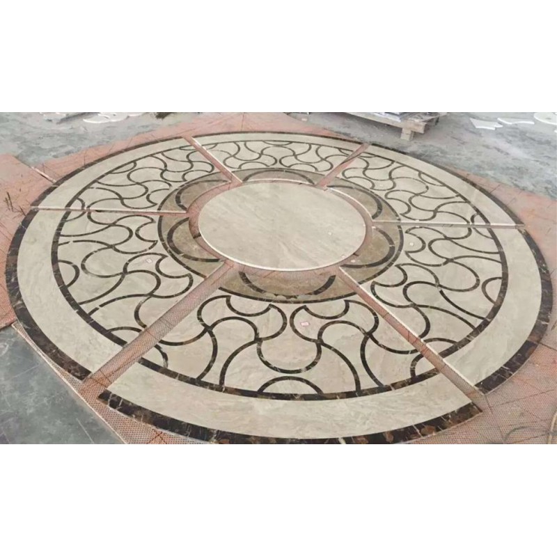 Marble Water Jet Round Tile Medallion Floor Pattern