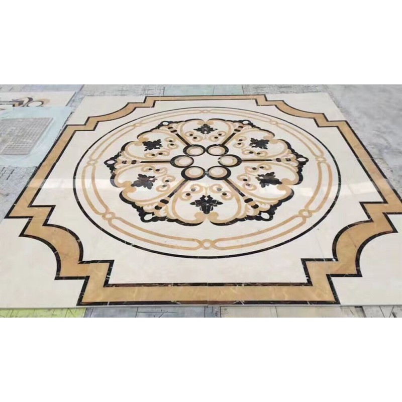 Marble Water Jet Round Tile Medallion Floor Pattern