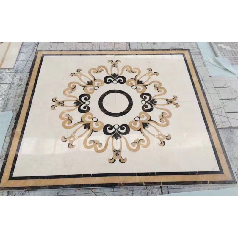 Marble Water Jet Round Tile Medallion Floor Pattern