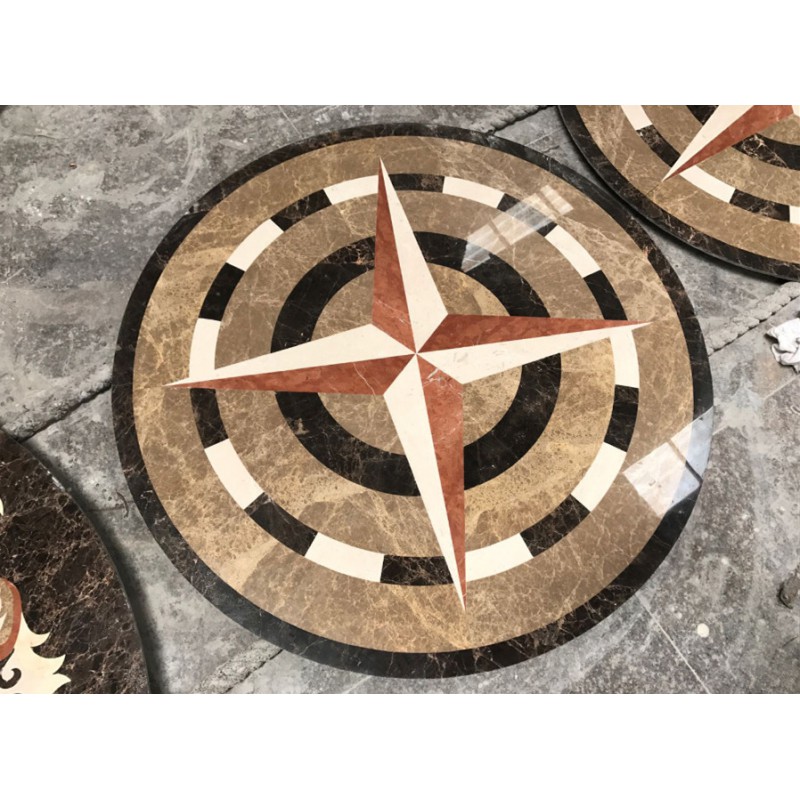 Nature Black White Yellow Rectangle Marble Waterjet Marble Tiles For Medallion Flooring