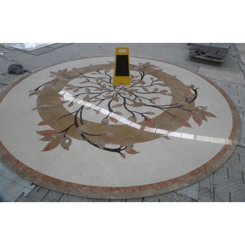 Nature Black White Yellow Rectangle Marble Waterjet Marble Tiles For Medallion Flooring