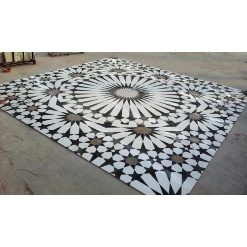 Indoor Floor Tiles Mosaic Waterjet Medallion Tile Marble Water Jet