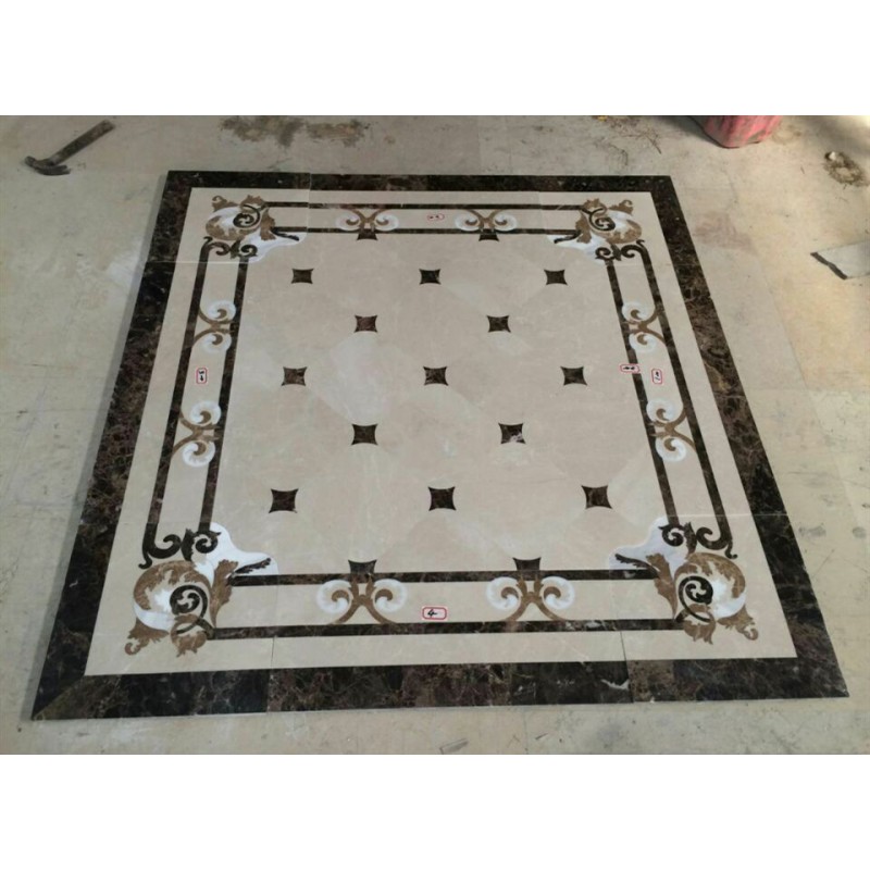 Rectangle Marble Floor Medallions Patterns Waterjet Inlay