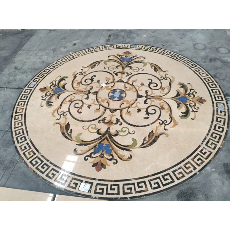 Round Waterjet Inlay Marble Floor Medallion Carpet