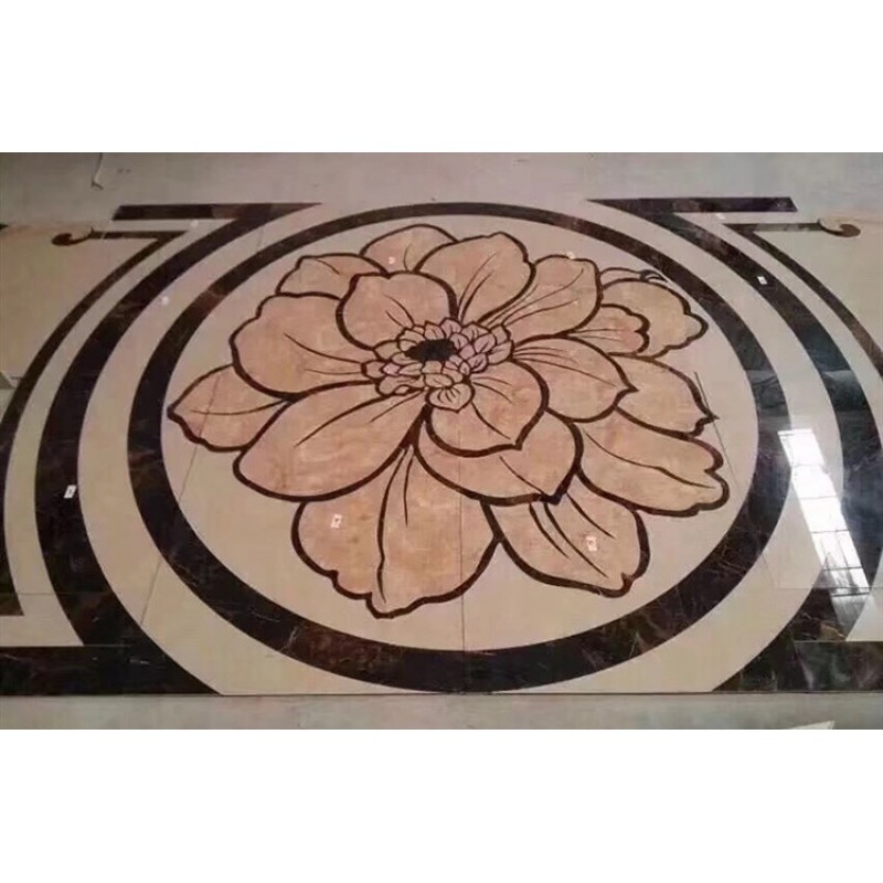 Multicolor Flowers Marble Waterjet Floor Inlay