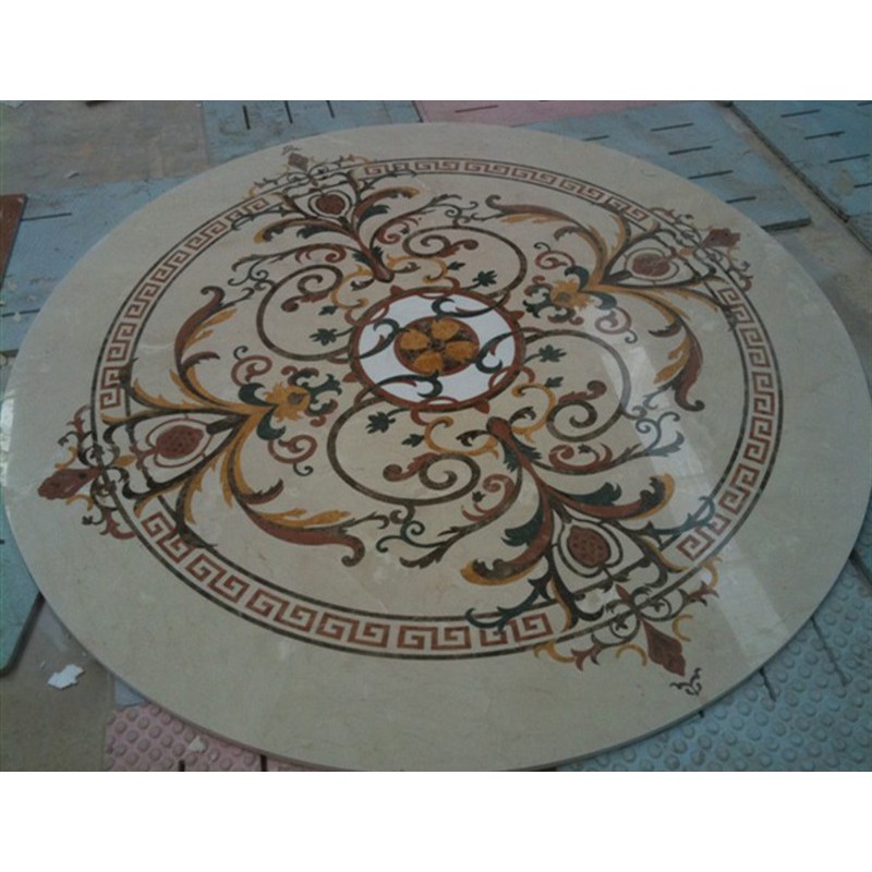 Beige Brown Stone Medallion Waterjet Marble Tile For Floor Stone Waterjet