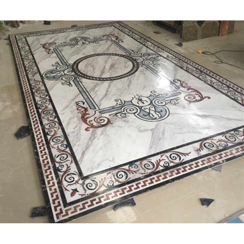 Waterjet Marble Medallion Floor Tiles Material For Hotel Project Natural Stone Floor