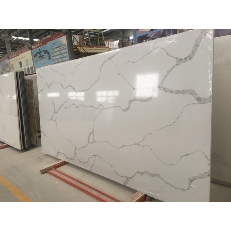 White Engineered Quartz Stone Artificial Marble S5101C