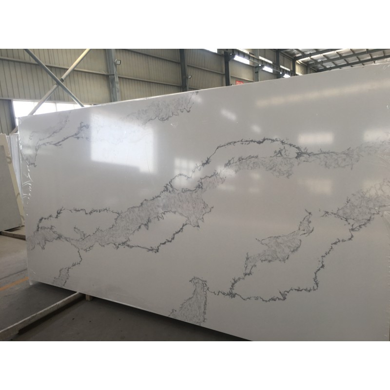 White Engineered Quartz Stone Artificial Marble S5108