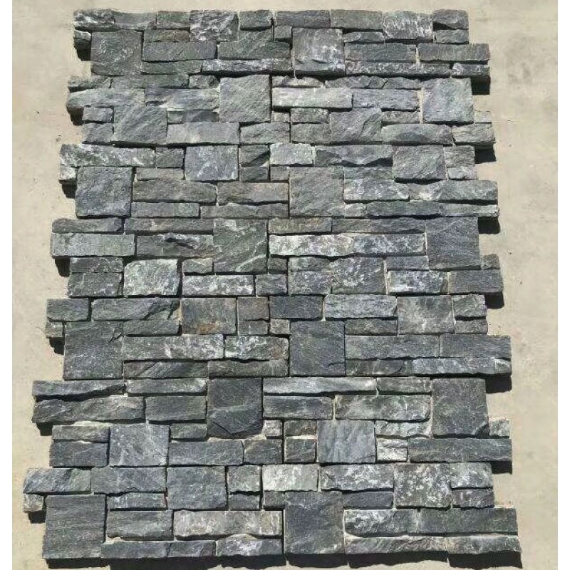 Exterior Wall Cladding Tile Black Slate Natural Stone Veneer Panel 15x60cm