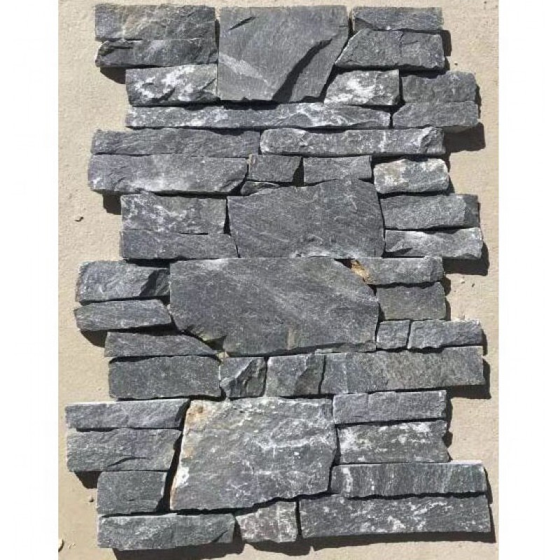 Exterior Wall Cladding Tile Black Slate Natural Stone Veneer Panel 15x60cm