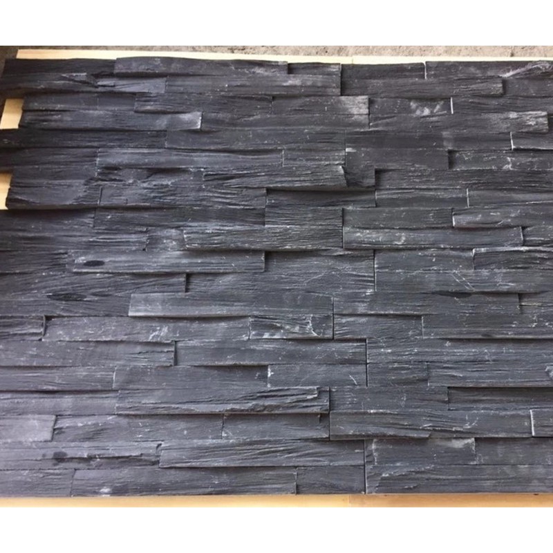 Black Slate Tiles Z-shape Culture Stone Panels Wall