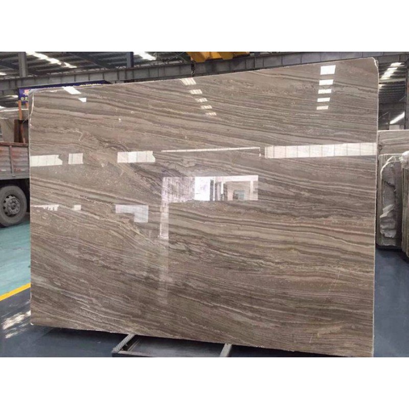 High Quality Natural Polished Brown Color Kylin Wooden Grain Marble Slabs For Flooring Tiles Wall Tiles Decoration Material