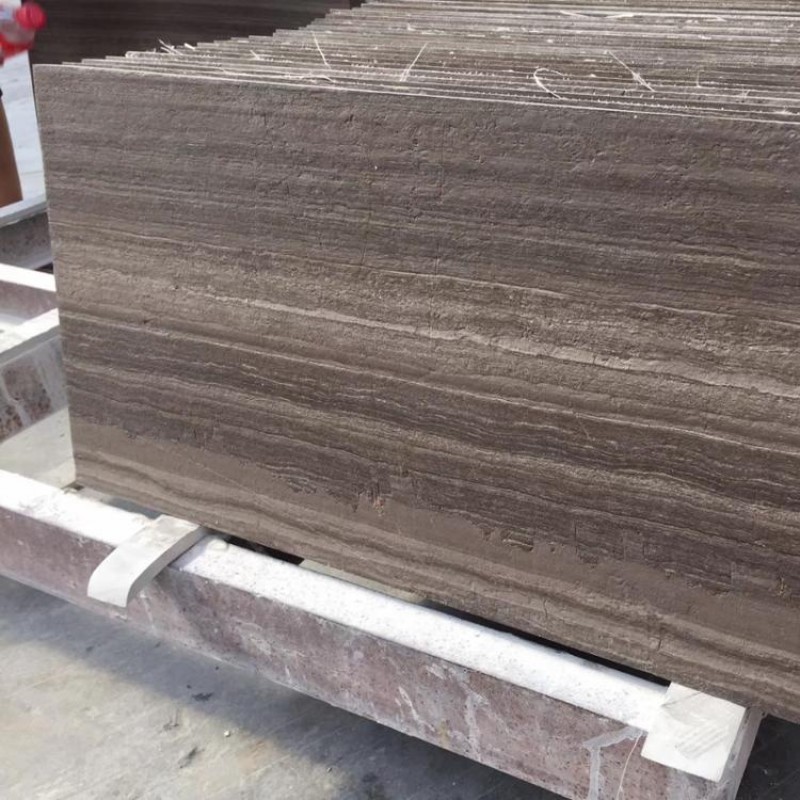 High Quality Popular Natural Polished Coffee Wood Brown Wood Marble Flooring Tiles