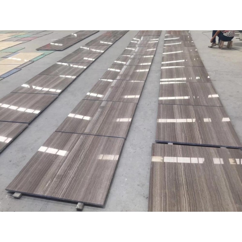 High Quality Popular Natural Polished Coffee Wood Brown Wood Marble Flooring Tiles