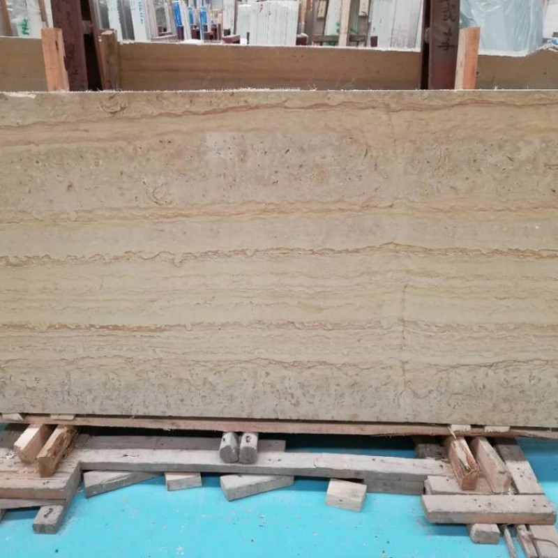 Chinese Yellow Wooden Marble Slab Vein Cut Marble Cross Cut