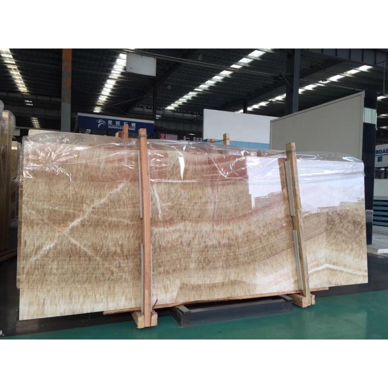 Wholesale Chinese Factory Polished Brown Onyx Marble Slab