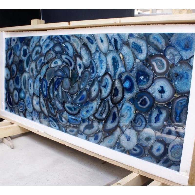 Blue Agate Stone Slabs Semi Precious Stone Gemstone Backlit