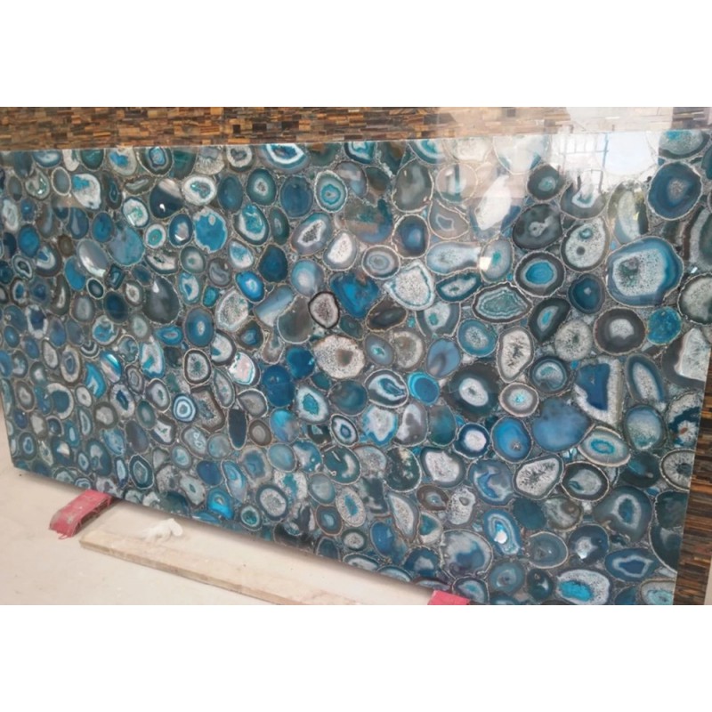 Blue Agate Stone Slabs Semi Precious Stone Gemstone Backlit