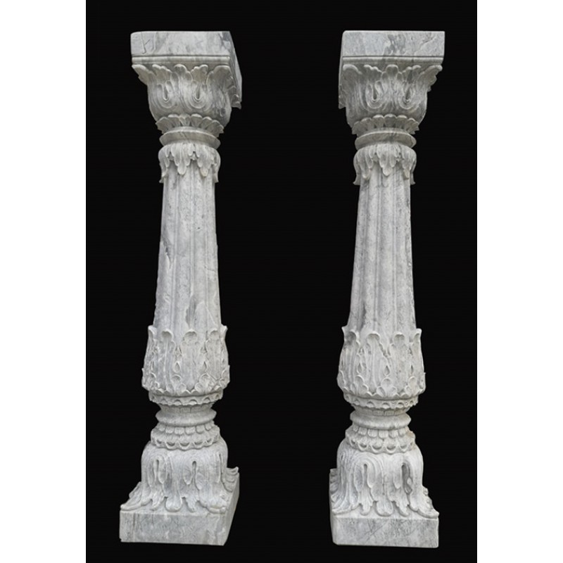 Carrara White Marble Stone Carving Column Pillar